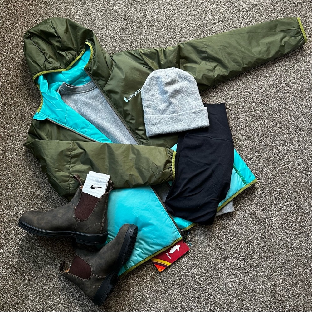 cotopaxi Olive Green Jacket with Teal Lining